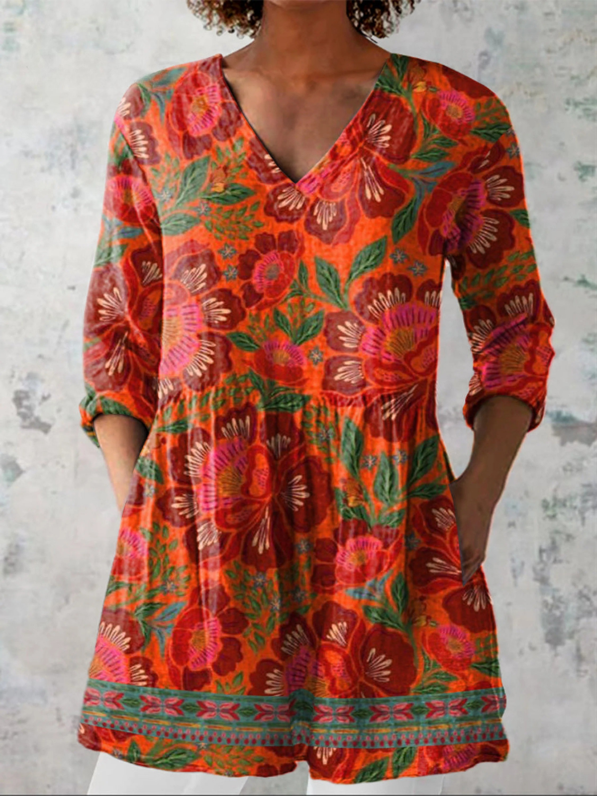 Felicidad | Blusa larga con escote en V