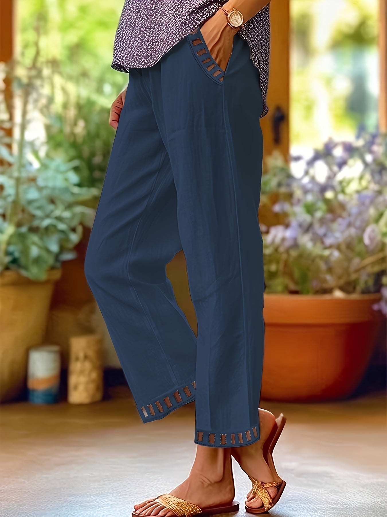 Wren – Pantalones Cropped Relax con Detalles en Contraste
