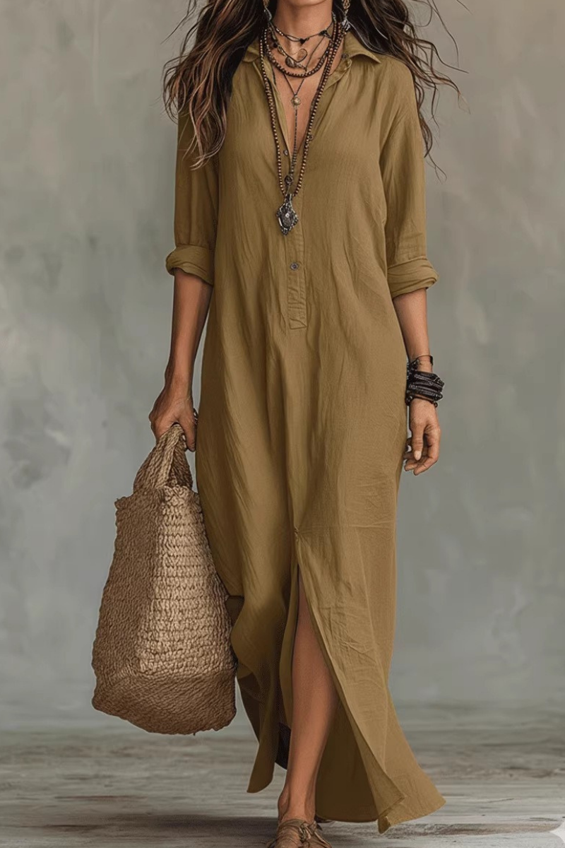 Vestido Casual Bohemio con Botones