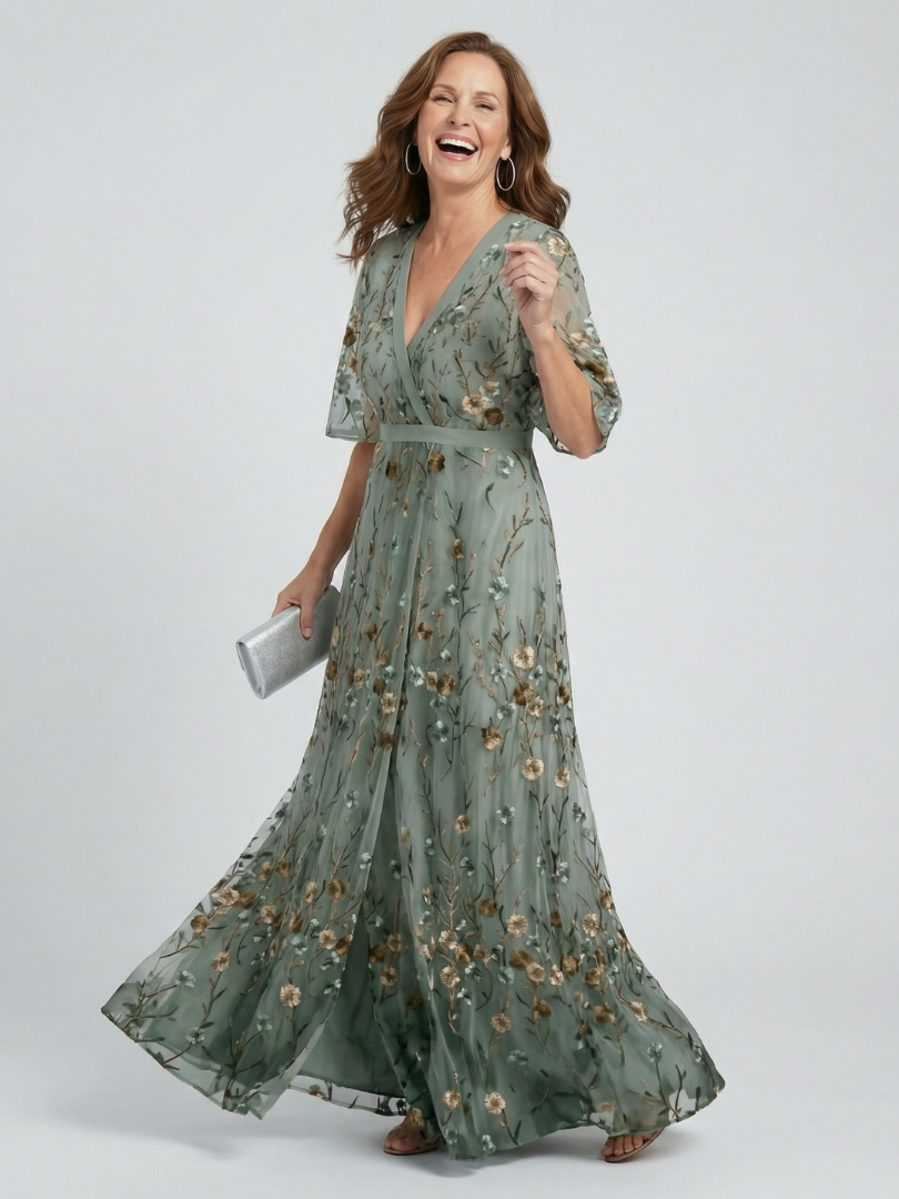 Selora | Vestido Maxi con Flores y Cuello Halter