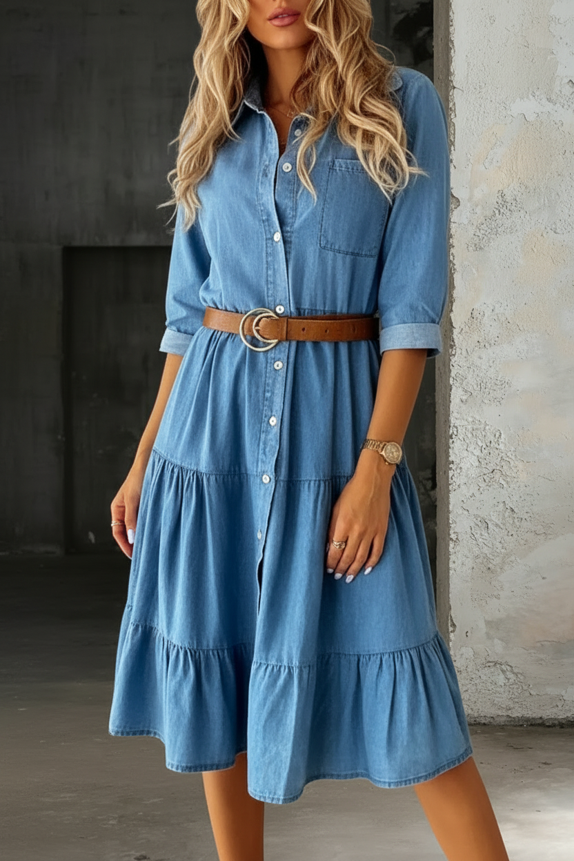 Barbara | Vestido de Mezclilla Casual Elegante