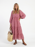Arlette | Vestido Midi de Manga Larga con Estampado Geométrico