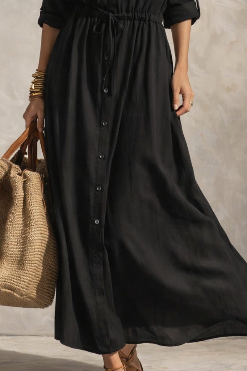 Vestido maxi refinado con cinturón