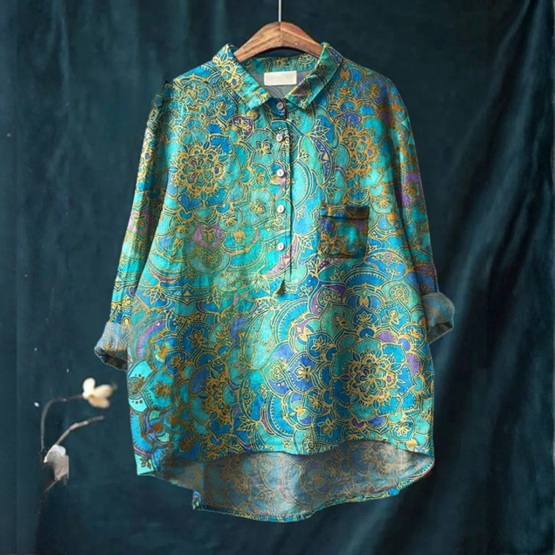 Alessa™ | Camisa de Lino Refinado con Patrón