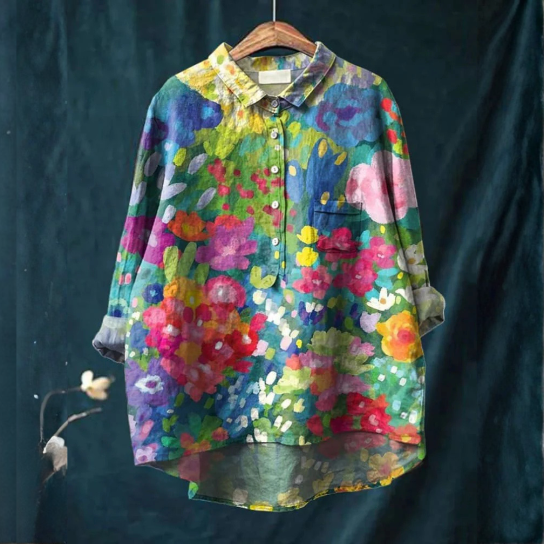 Vivianne™ | Blusa de Lino Atemporal con Patrón