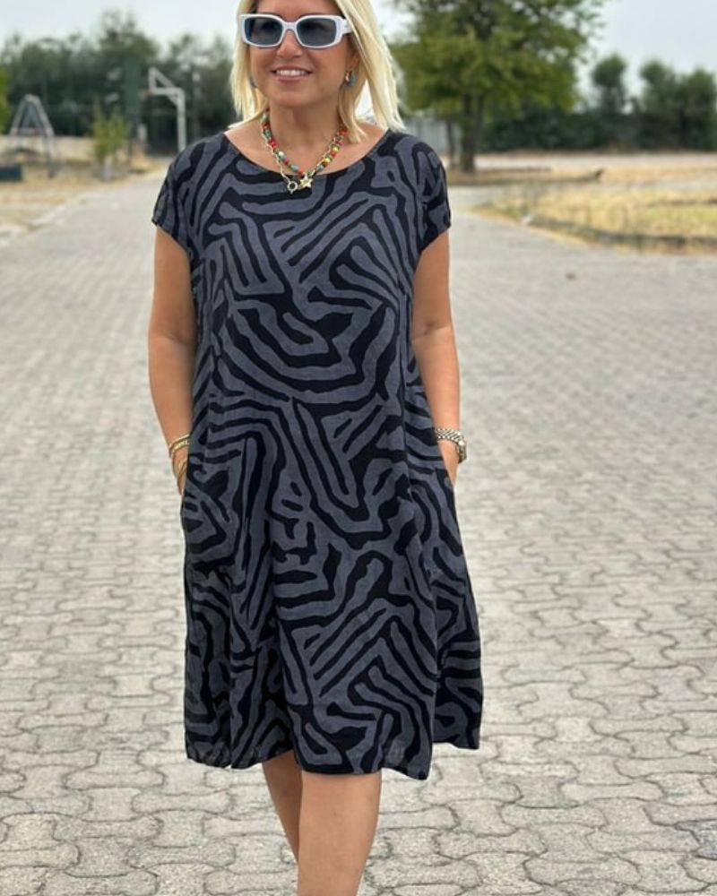 Melia | Vestido de verano con escote redondo y hermosa estampado