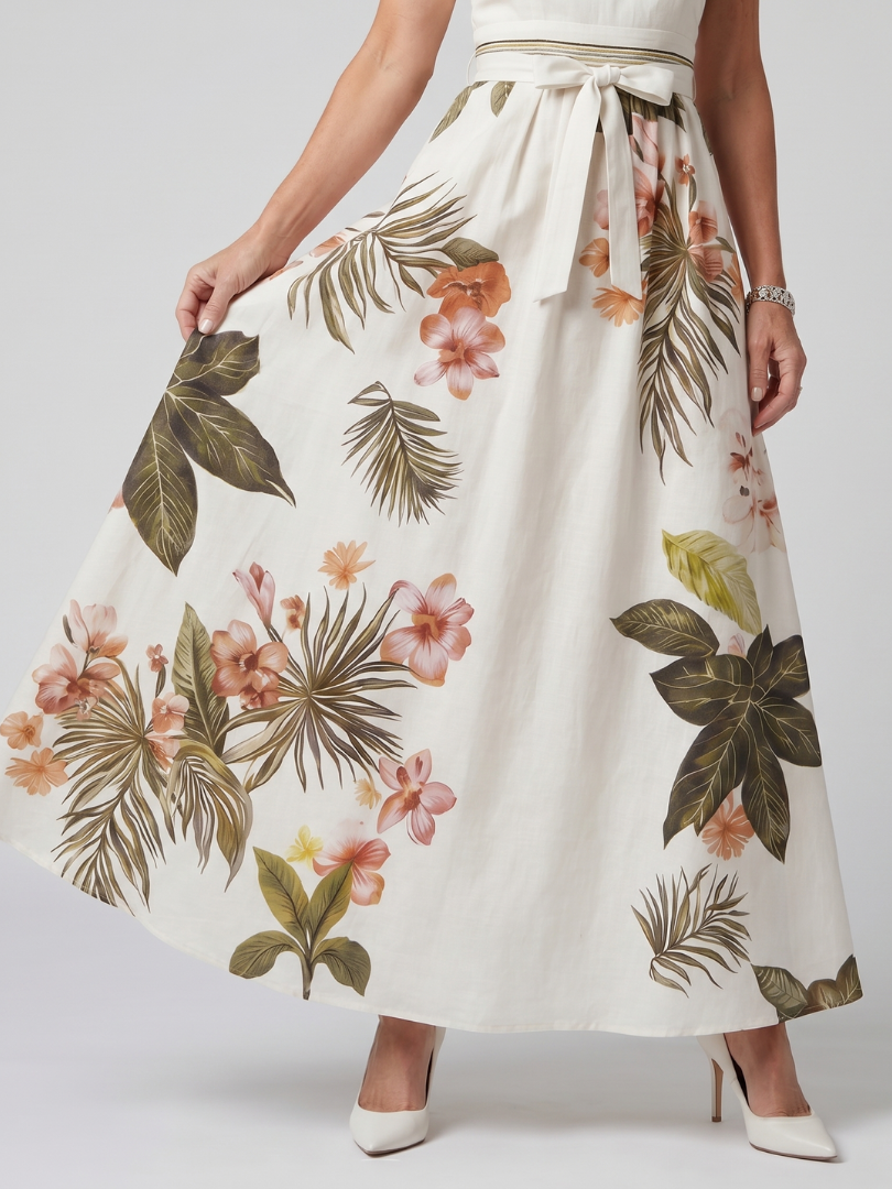 Weide | Vestido Maxi de Panel Botánico con Cuello Halter