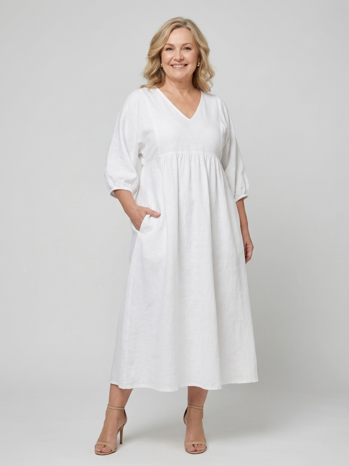 Vestido Maxi Fluido con Escote en V de Katherine