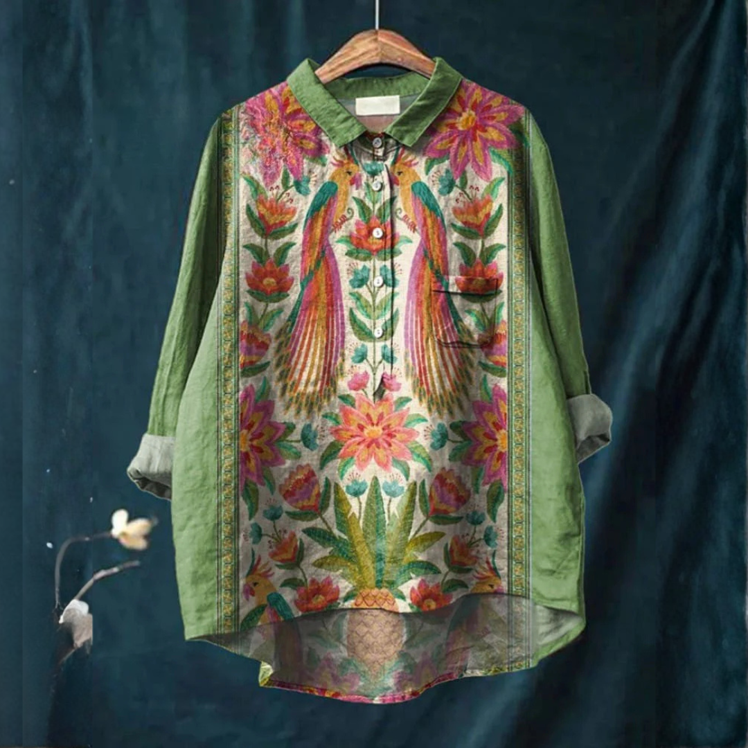 Livia™ | Blusa de Lino Atemporal con Patrón