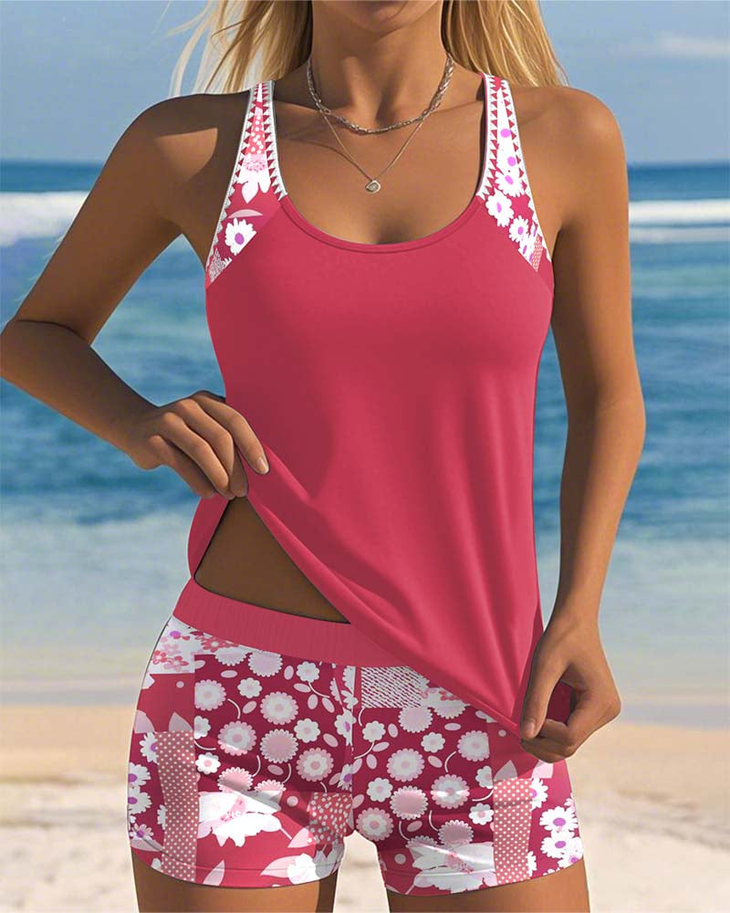 Sabrina | Traje de baño de dos piezas con ajuste cómodo y estilo floral de playa