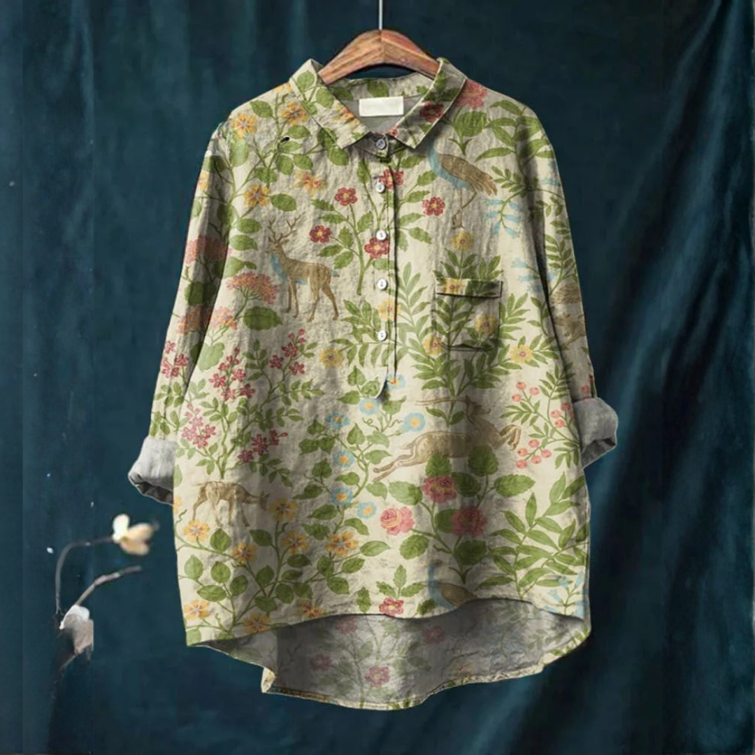 Isolde™ | Camisa de Lino Atemporal con Estampado
