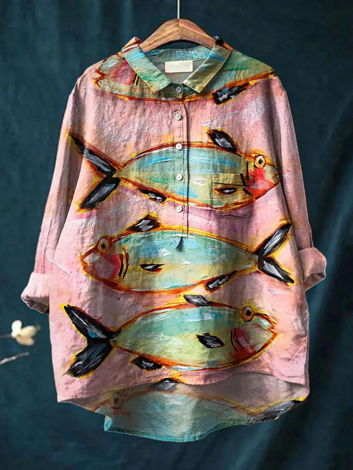 Blythe | Camiseta de ocio con impresión artística de pez vintage para damas