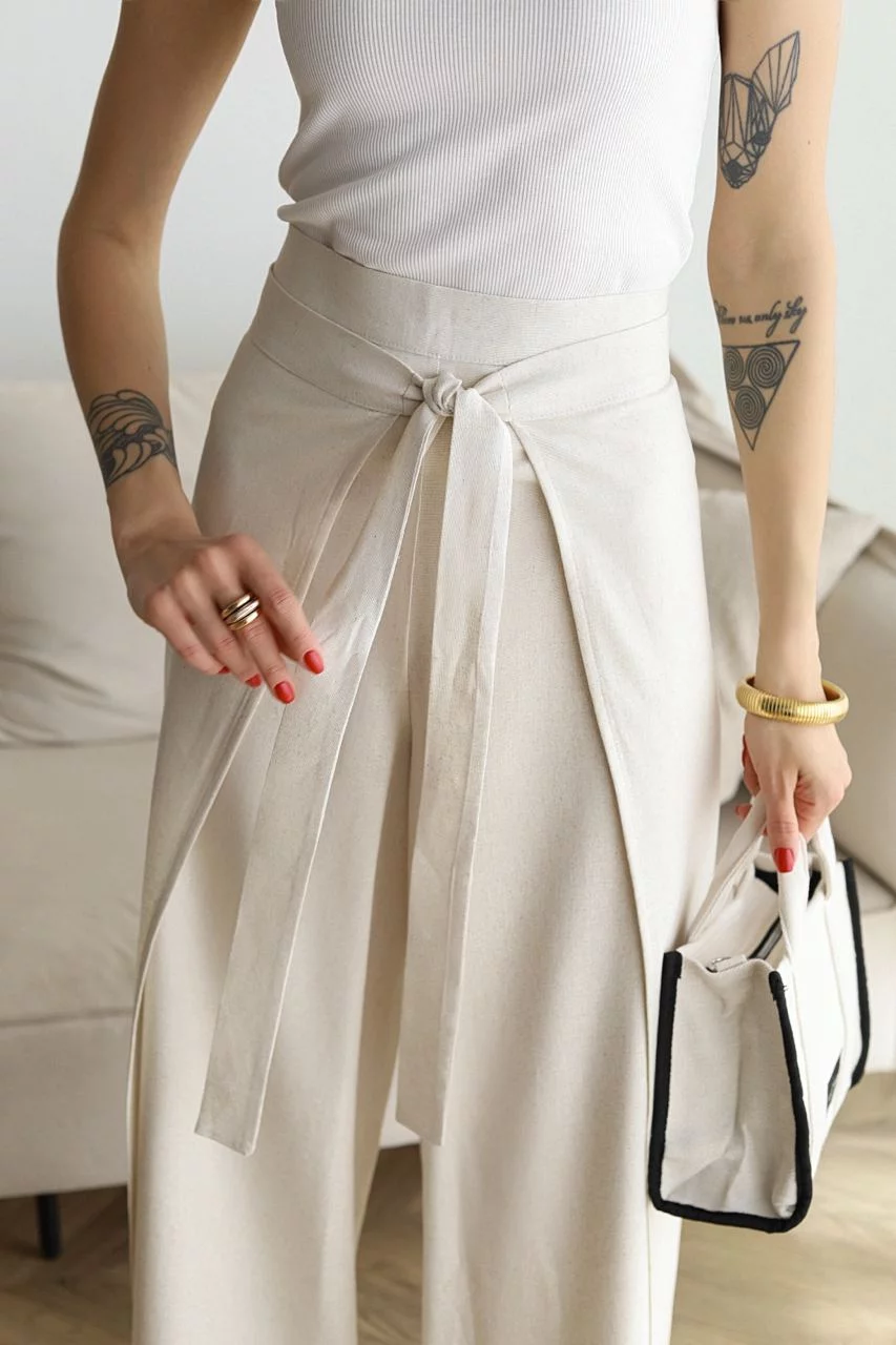 ARIANE – PANTALONES ANCHOS DE LINO PARA MUJERES