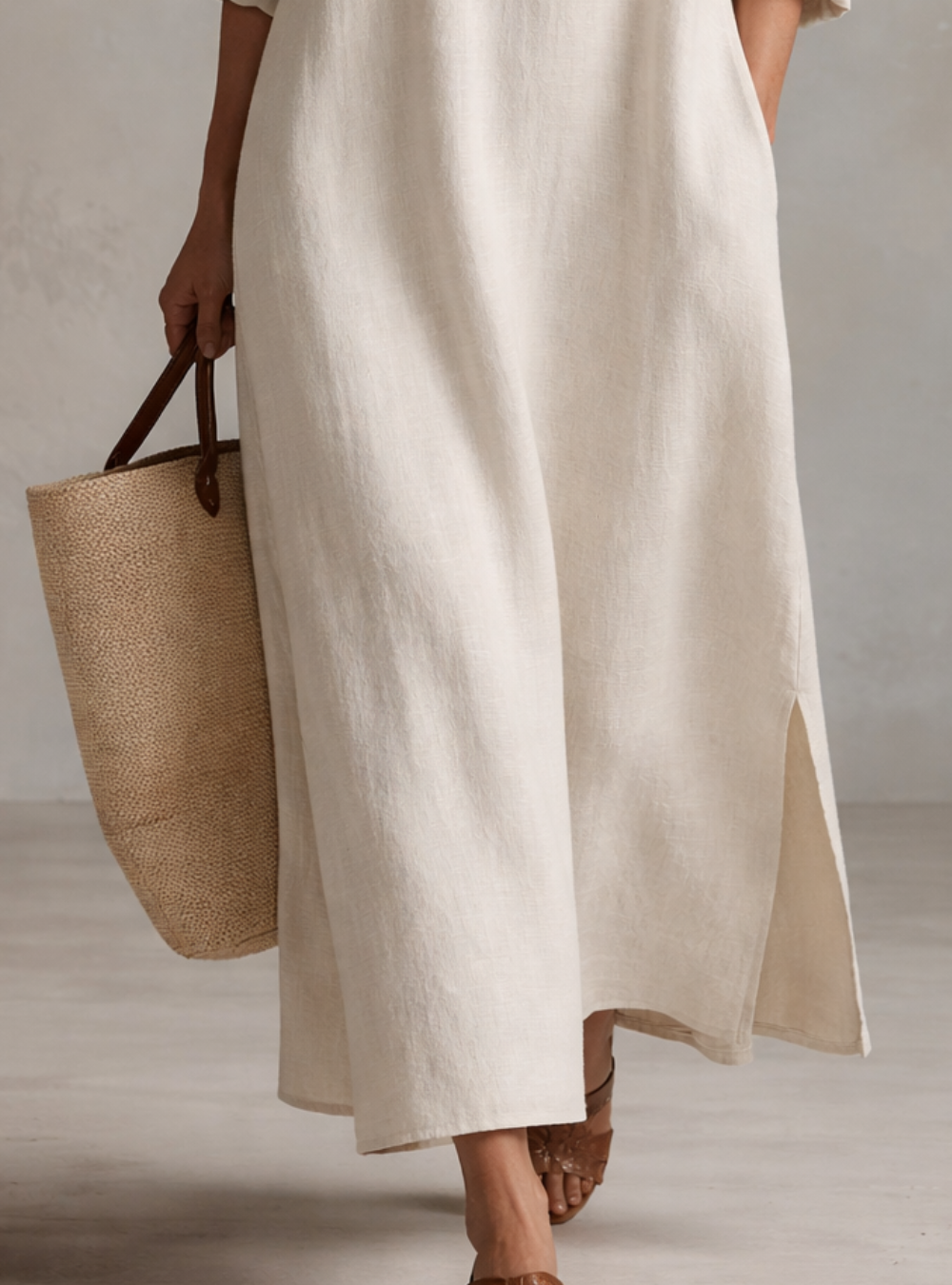 Vestido Midi Blanco Nómada Silencioso Boho Relajado