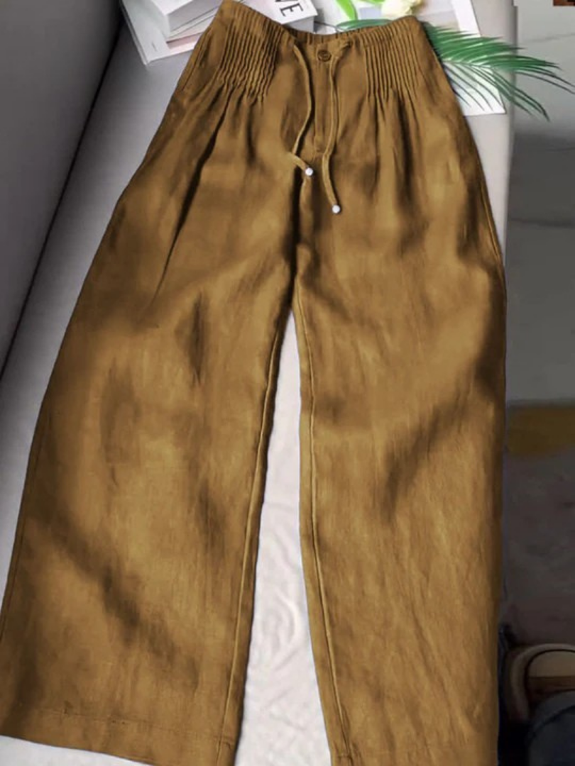 Camille | Pantalones largos de mezcla de algodón y lino