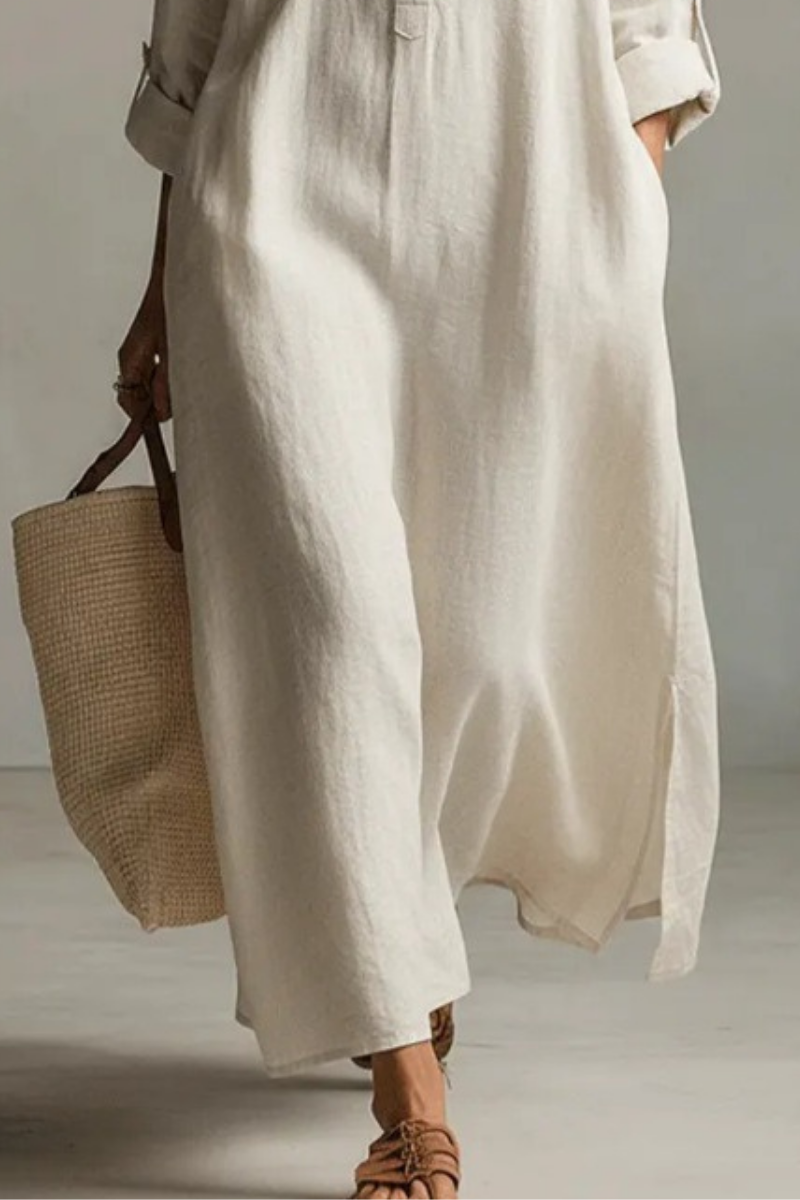 Vestido Midi Blanco Nómada Silencioso Boho Relajado