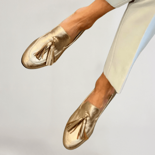 Vittoria | Mocasines para mujer color oro