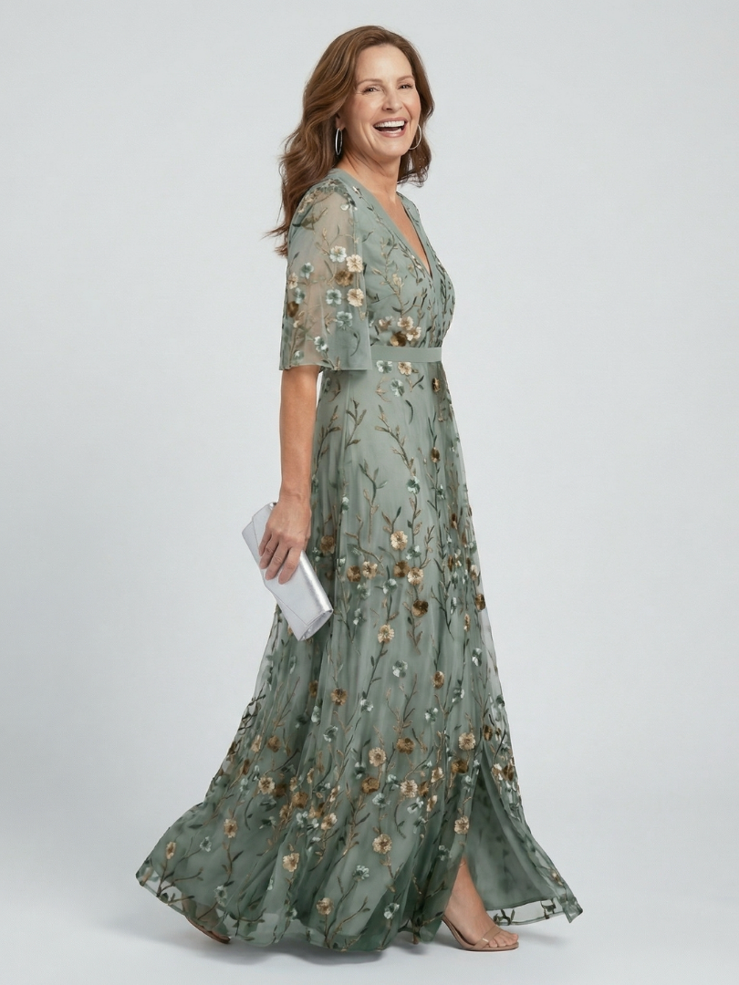 Selora | Vestido Maxi con Flores y Cuello Halter