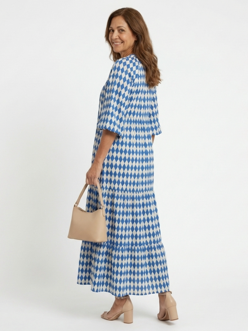 Elodie | Vestido Midi de Estampado de Diamantes