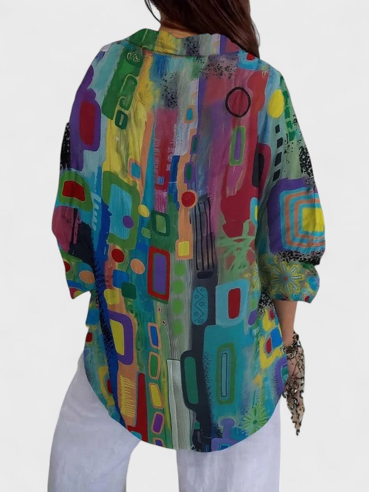Roos™ | Blusa de Patrón Geométrico Elegante