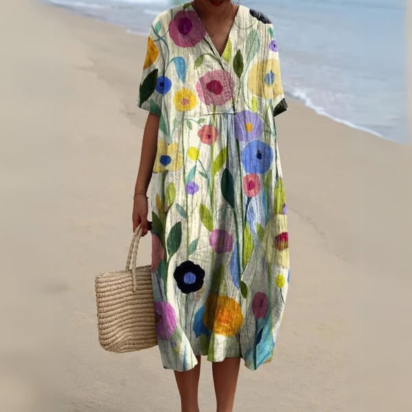 Charlotte - Vestido de Patrón Floral en Colores Vibrantes