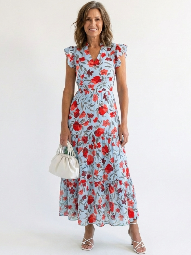 Lila | Vestido Midi Con Escote En V Y Capas