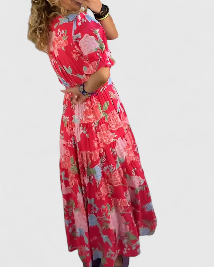 Minelda – Vestido floral con cuello en V