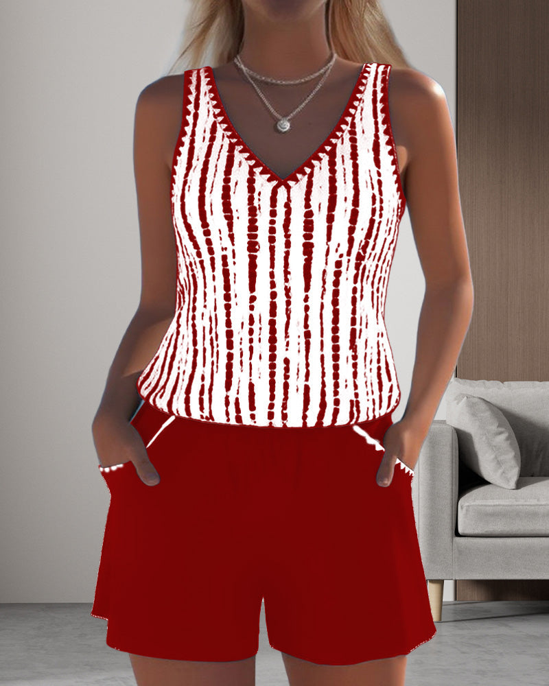 Traje de baño casual con bolsillo y escote en V