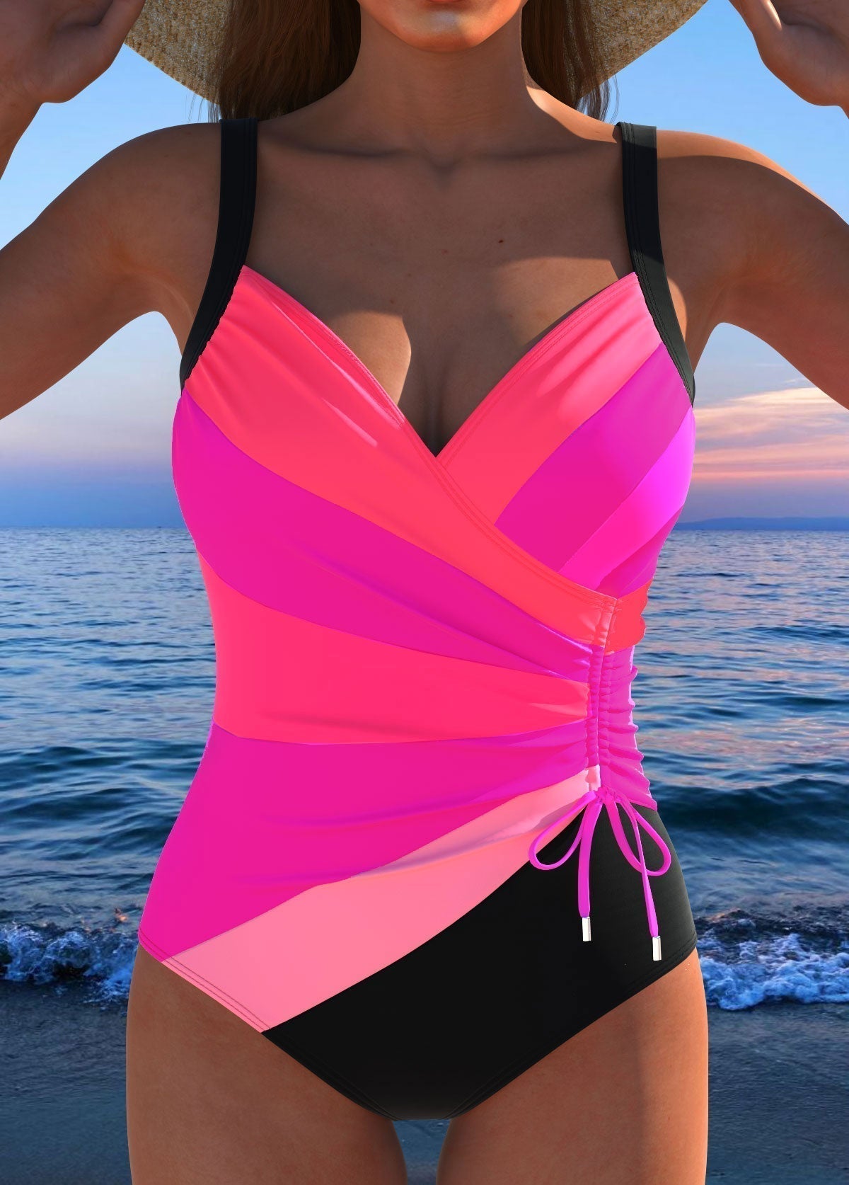 Traje de Baño Luxe Surplice con Estampado Colorido