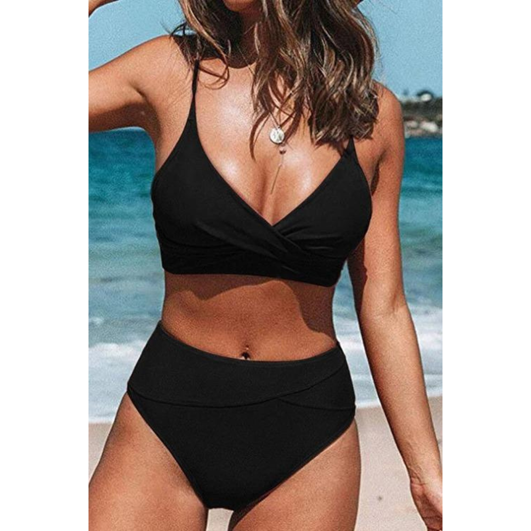 Jodi | Bikini de Cintura Alta con Escote en V Juguetón