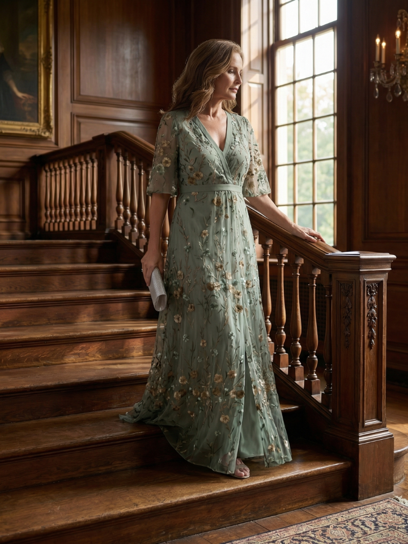 Selora | Vestido Maxi con Flores y Cuello Halter