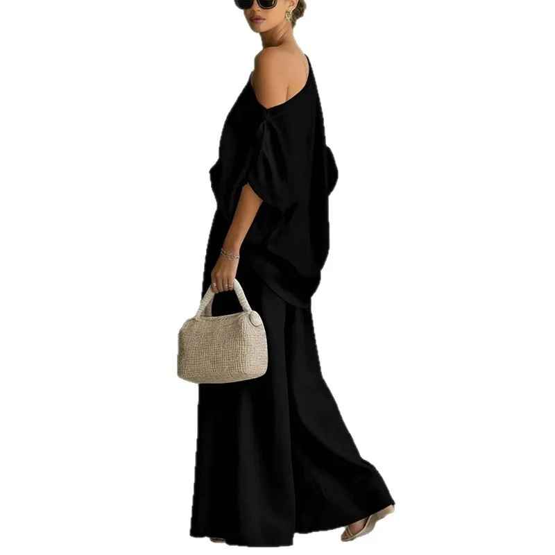Lisa | Conjunto de Top Suave Off-Shoulder y Pantalones Tapered