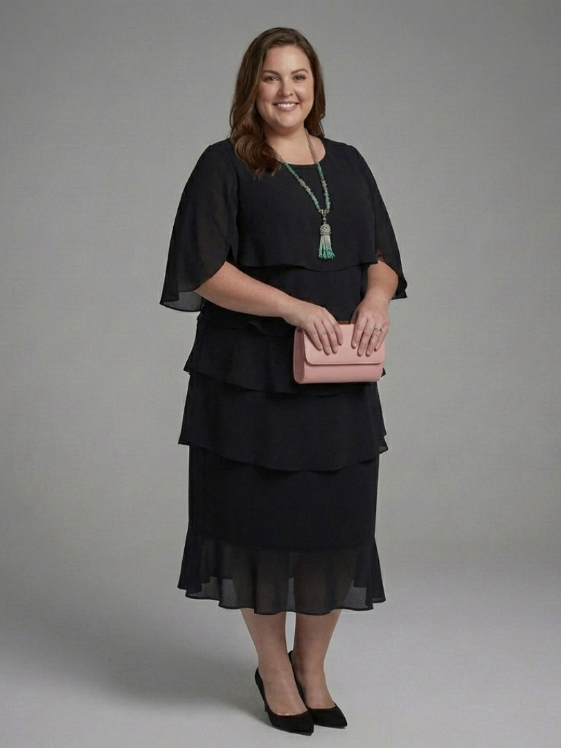 Maelis | Vestido Midi con Manga Capa en Capas