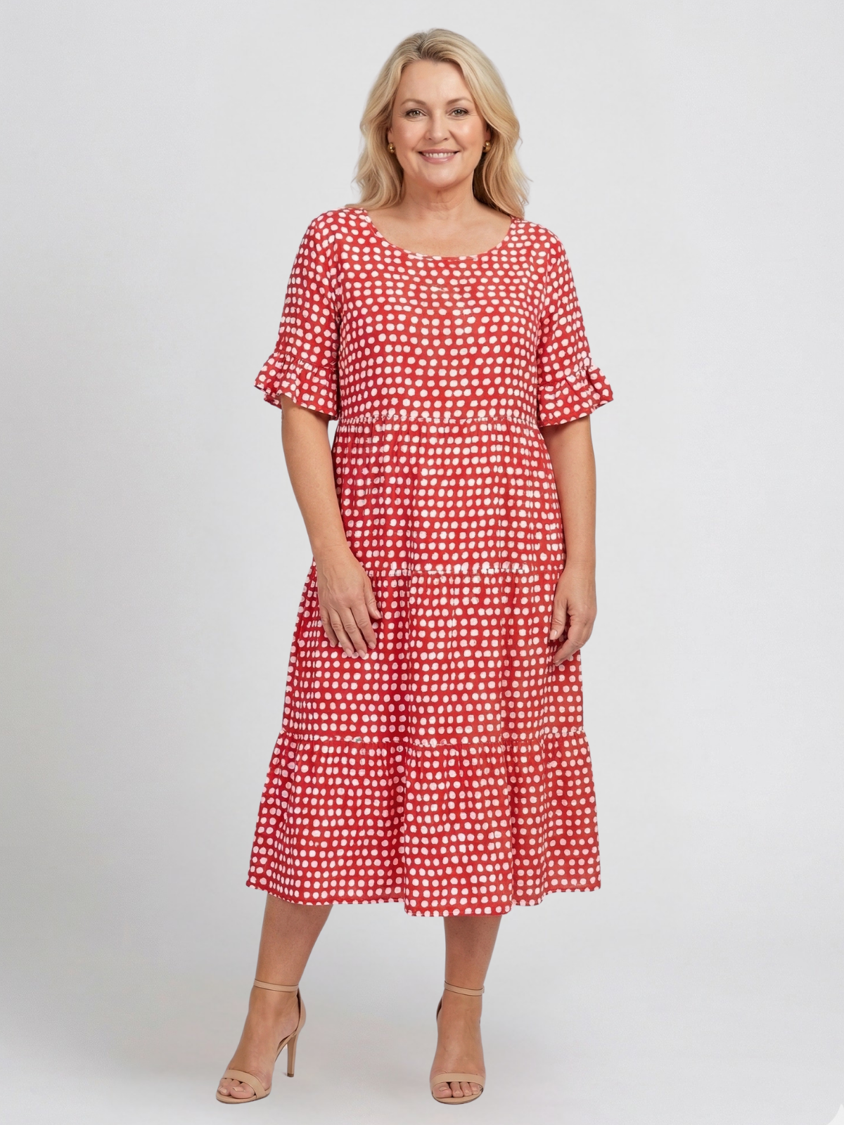 Vestido Midi de Manga Corta Tessa Sable