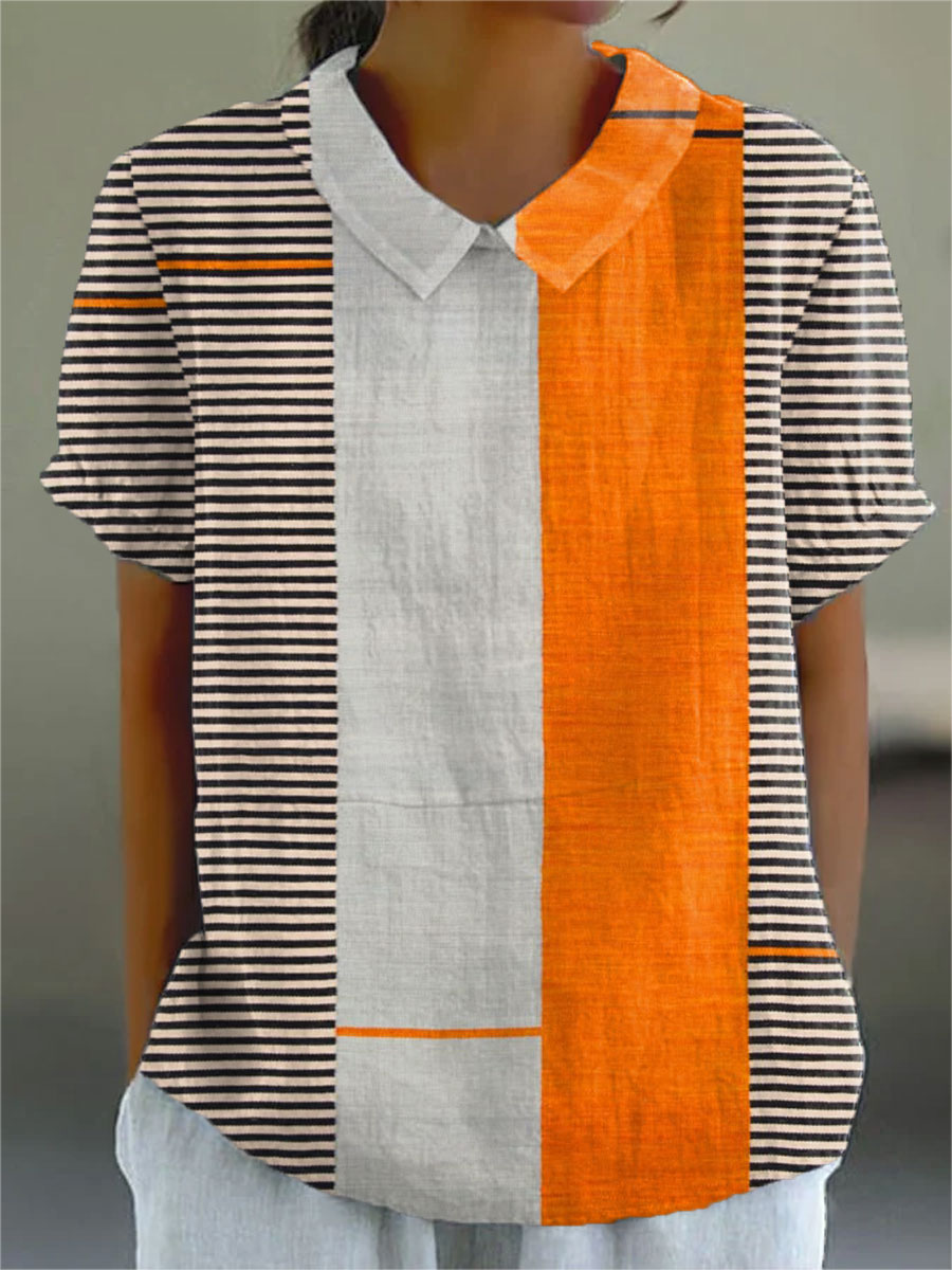 Lena | Camisa de Rayas con Bloques de Color