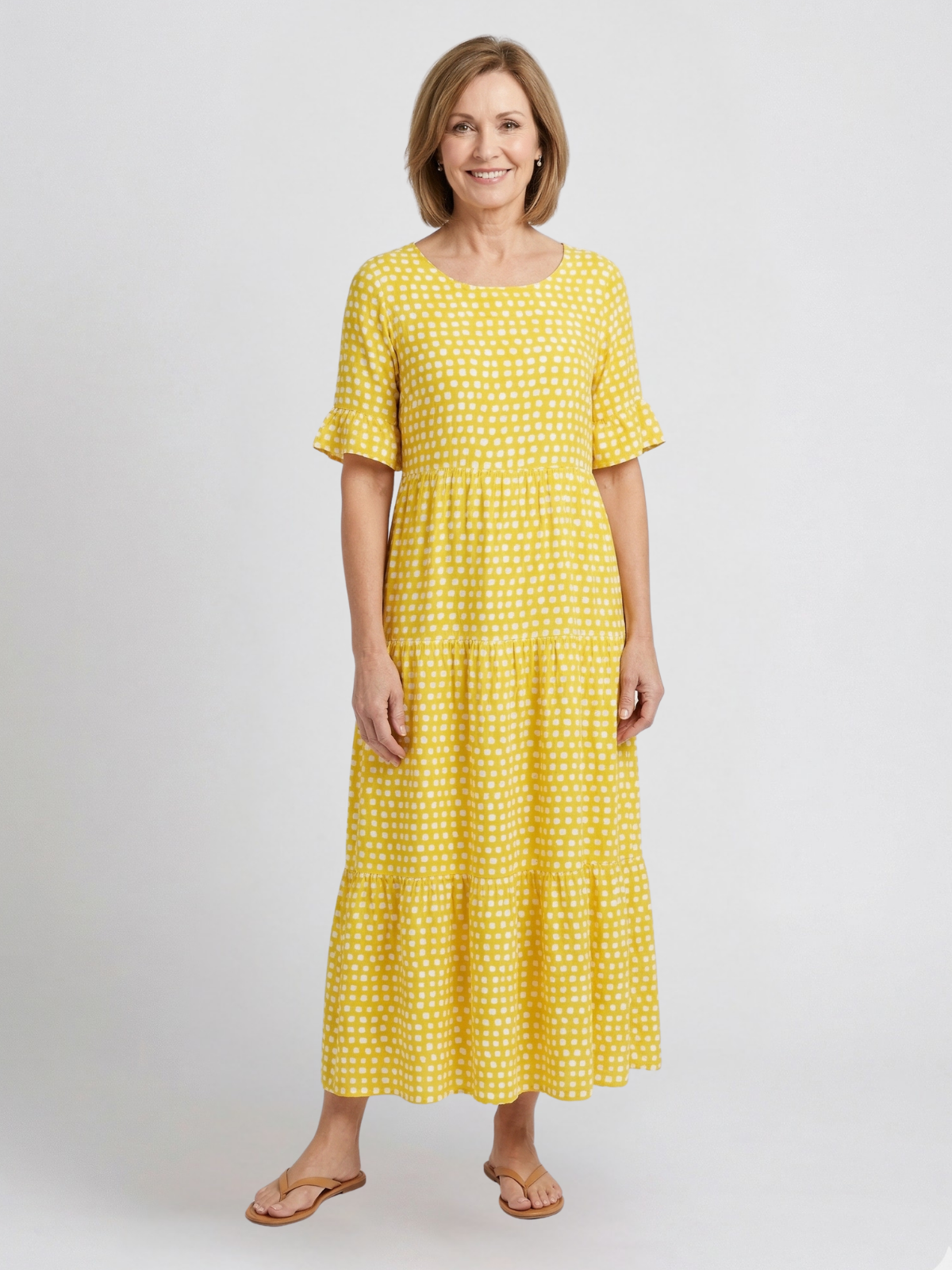 Vestido Midi de Manga Corta Tessa Sable