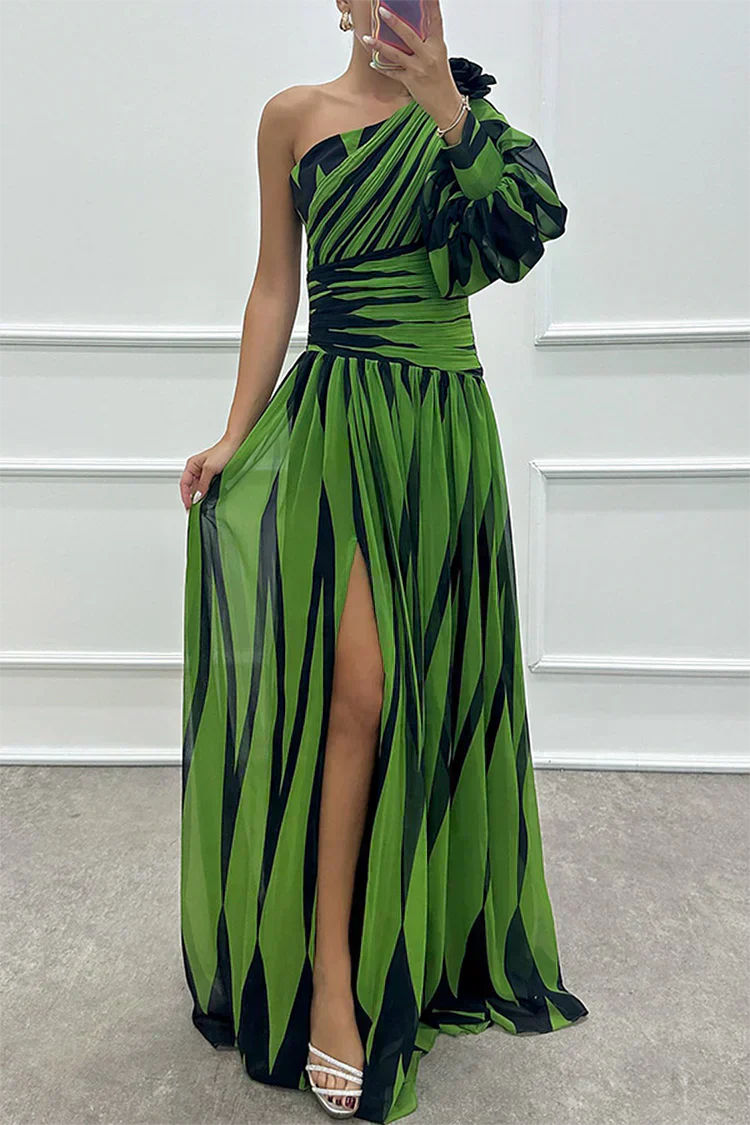 Hazel™ | Elegante Vestido Maxi Rayado con Un Hombro