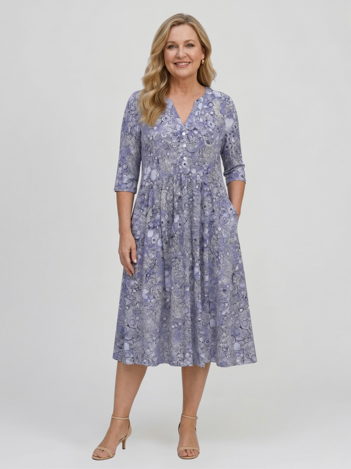 Vestido Midi Elegante de Cuello en V Alicia Graceful