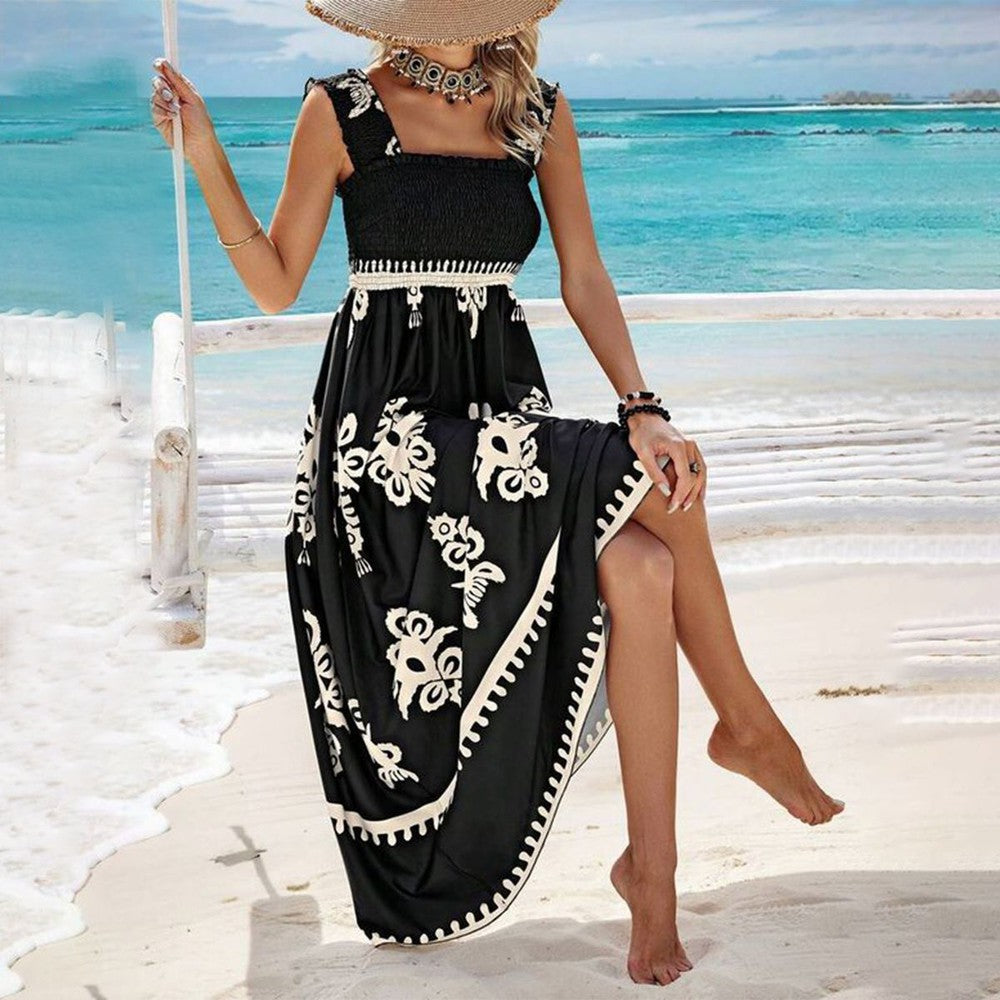 Valentina - Vestido de Playa Sin Mangas con Escote Cuadrado Elegante