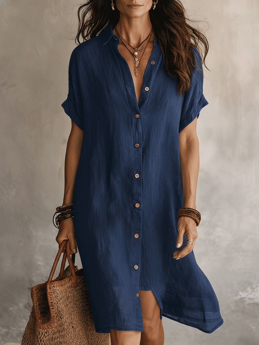 Moderna Boho Sin Esfuerzo Vestido Midi Negro Relajado