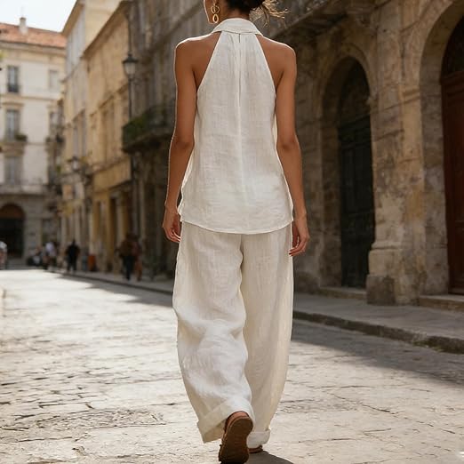 Ainhoa | Conjunto de Top Sin Mangas y Pantalones Anchos