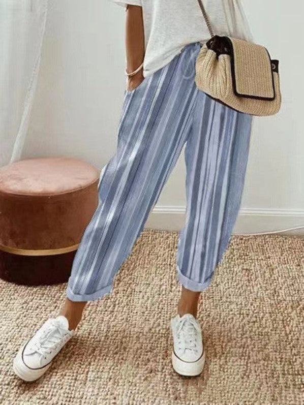 Skye | Pantalones de Rayas Azul Claro