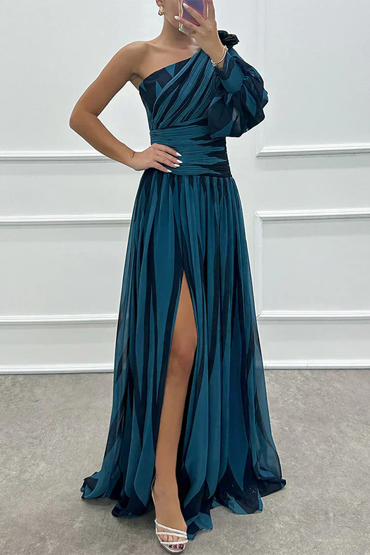 Hazel™ | Elegante Vestido Maxi Rayado con Un Hombro