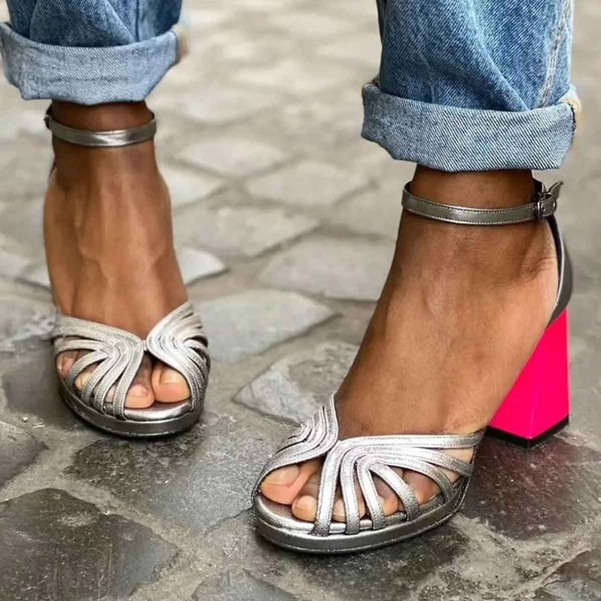 Marcella™ | Sandalias de Tacón Brillante