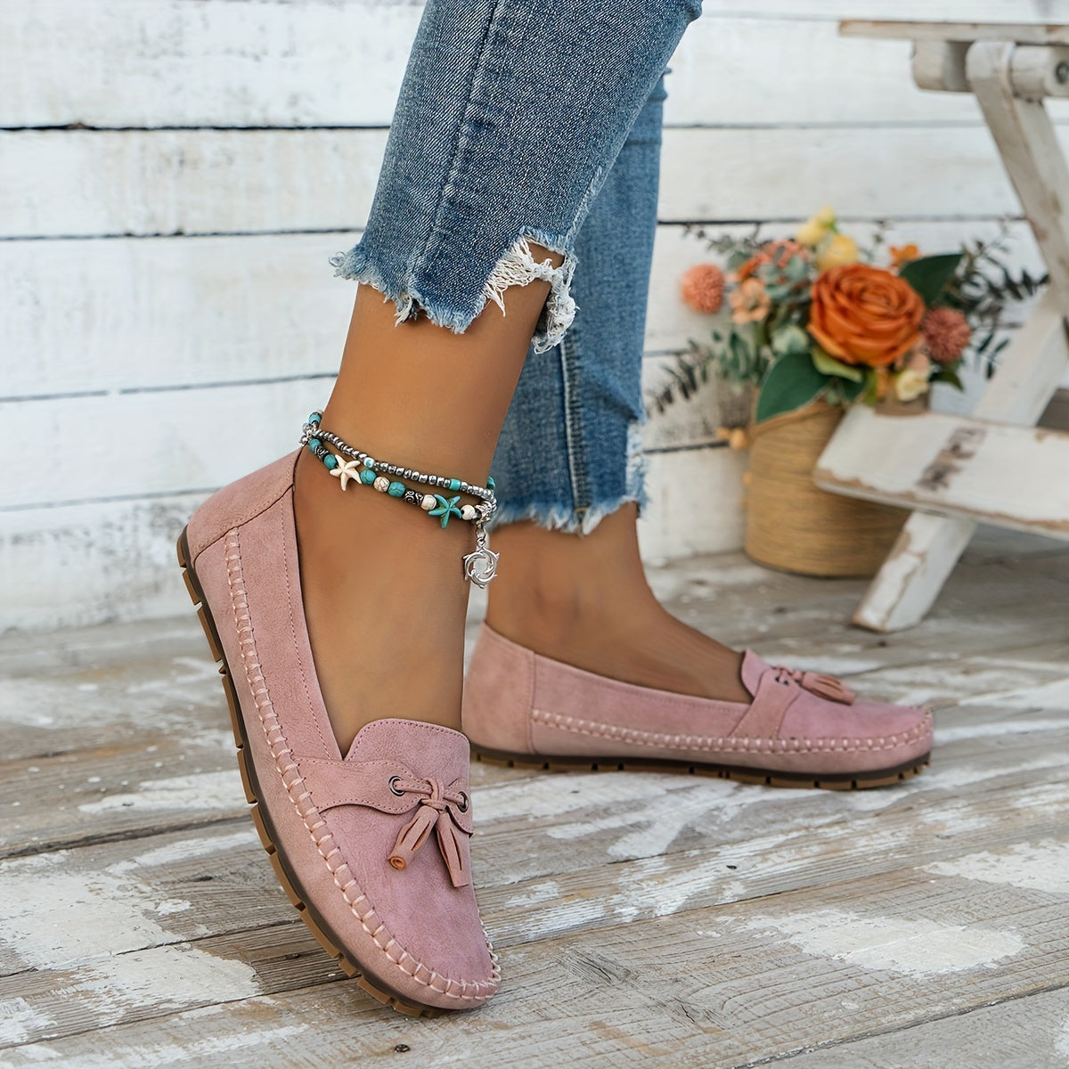Nadine - Mocasines Clásicos con Detalle de Borlas