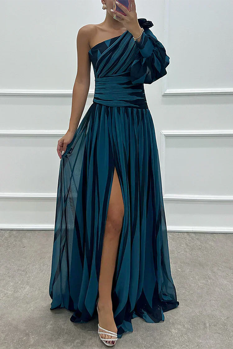 Hazel™ | Elegante Vestido Maxi Rayado con Un Hombro