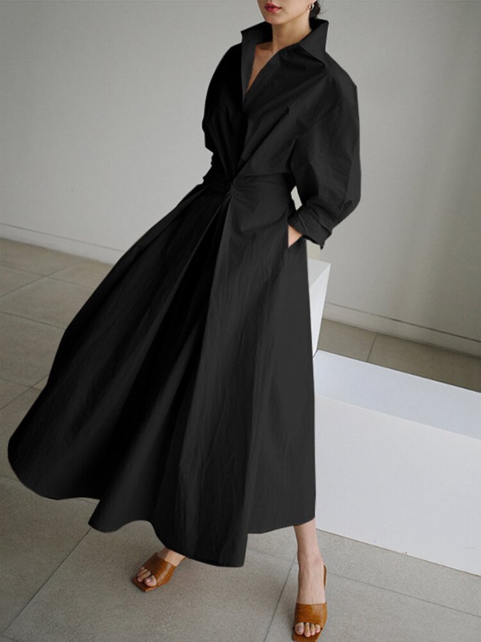 Brynn - Vestido de Corte A con Cuello Polo Chic
