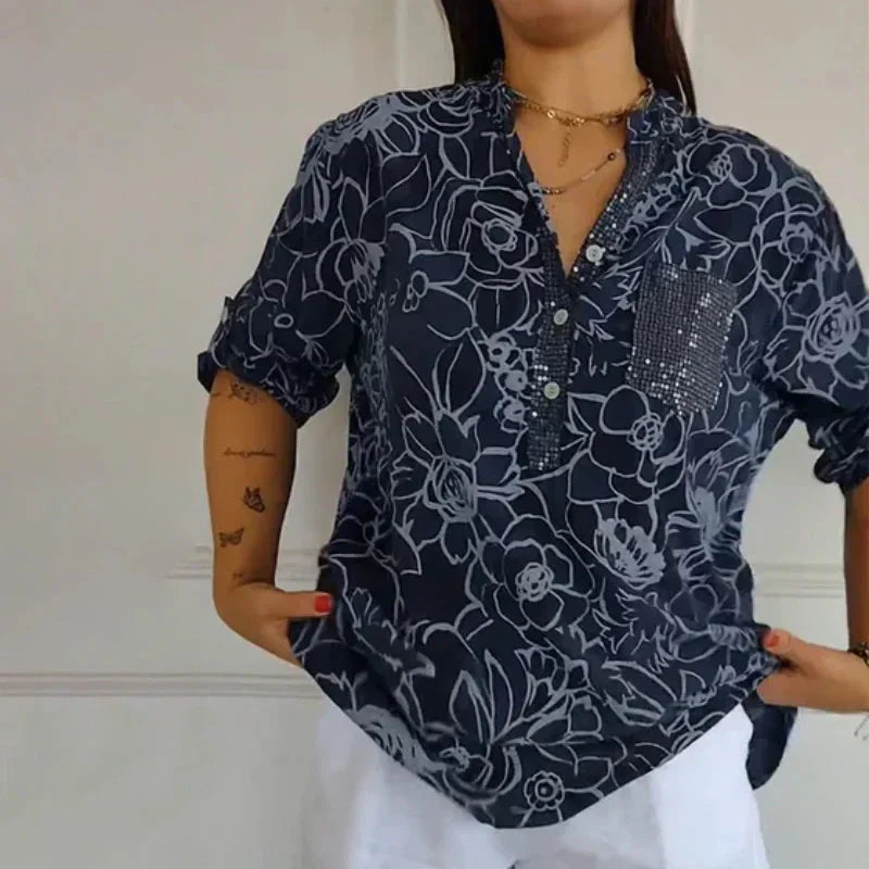 Coralie™ — Blusa elegante con estampado refinado