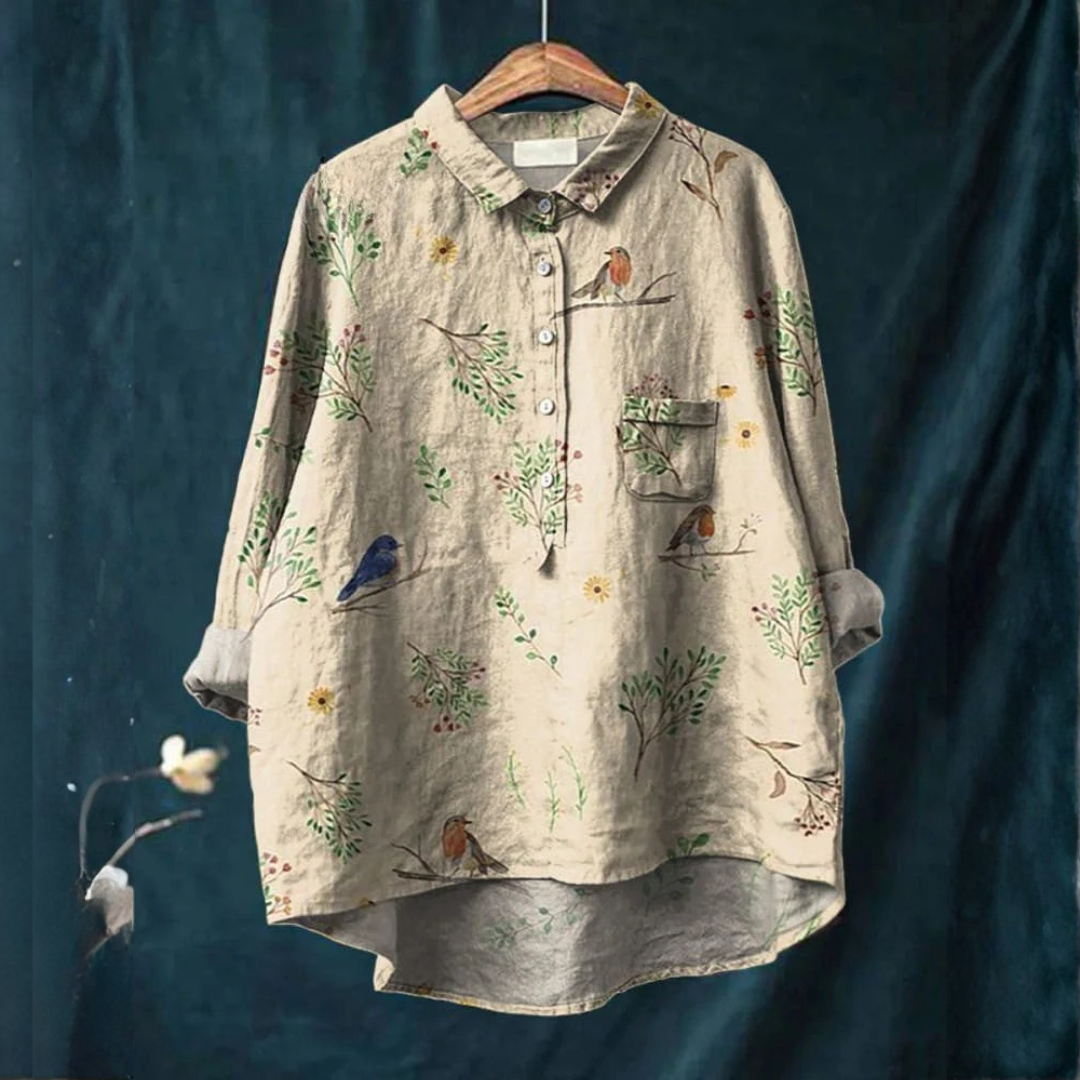 Arianna – Camisa de lino con patrón