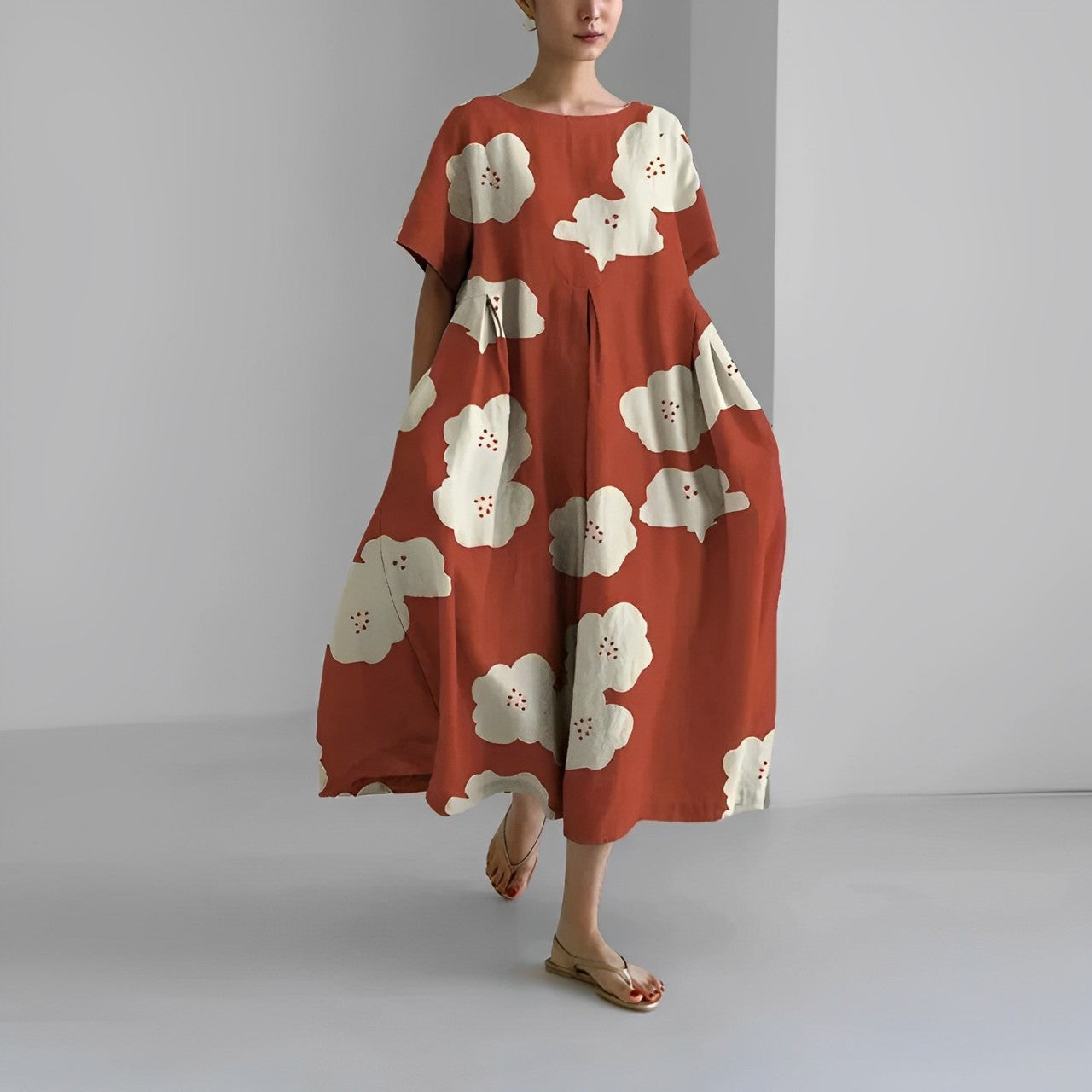 Daisy - Vestido Maxi Suelto de Gran Onda Retro